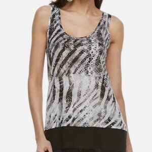 Jennifer Lopez Animal Print Sleeveless Blouse Mesh Bottom Tank Top Size M